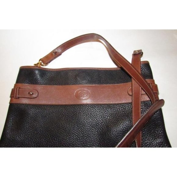 Gucci Vintage Black Pebbled Leather And Brown Leather Tote - Picture 12 of 12